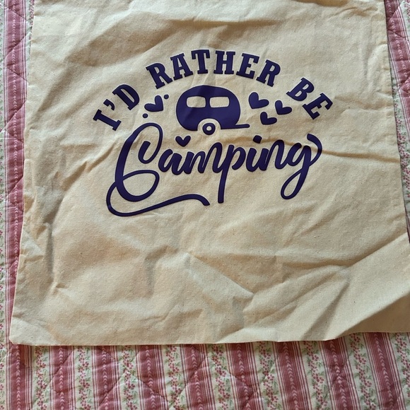 Camping Themed Tote Bag with Purple Print - handcrafted- new - Picture 4 of 5